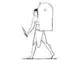 Egyptian soldier with shield, spear and knife